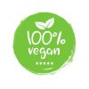 100 percent vegan logo vector icon. Vegetarian organic food label badge with leaf. Green natural vegan symbol.